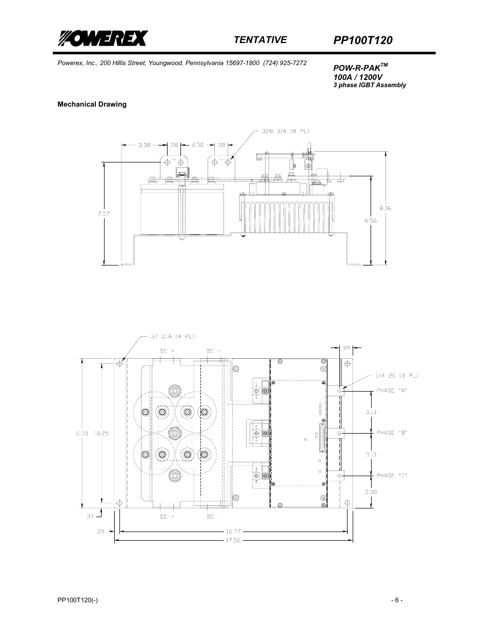 Mechanical drawing | C&H Technology PP100T120 User Manual | Page 7 / 8