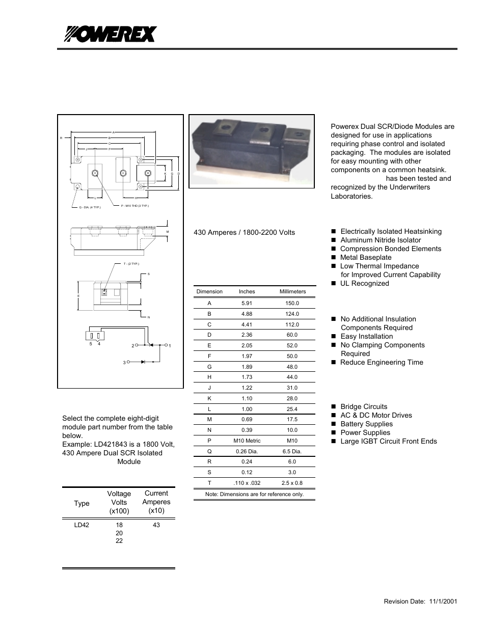 Ld42, Pow-r-blok, Ordering information | Description, Features, Benefits, Applications | C&H Technology LD42__43 User Manual | Page 2 / 5