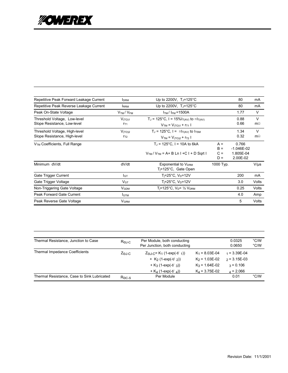 Ld42, Pow-r-blok, Electrical characteristics, t | 25°c unless otherwise specified, Thermal characteristics | C&H Technology LD42__43 User Manual | Page 4 / 5