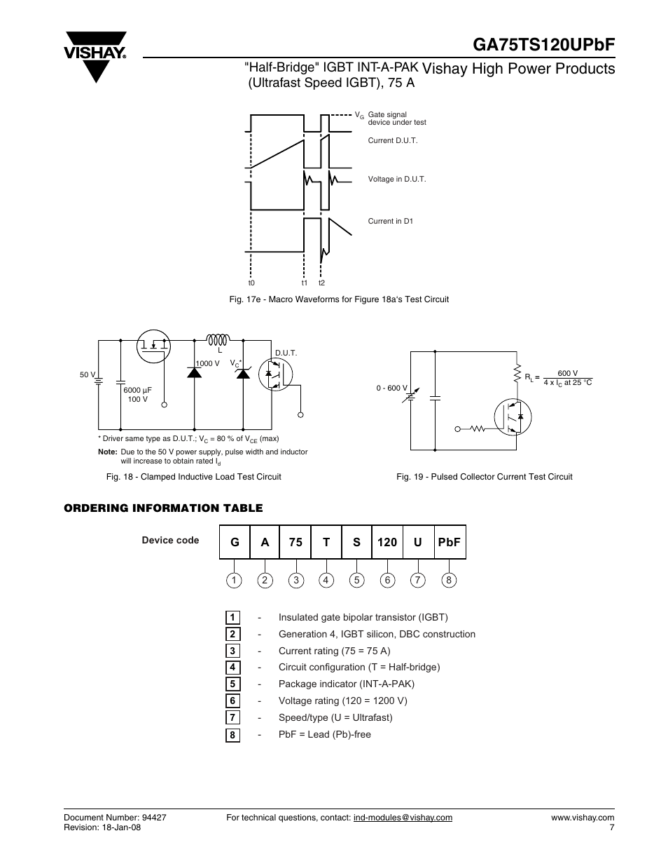 Vishay high power products | C&H Technology GA75TS12UPbF User Manual | Page 8 / 9