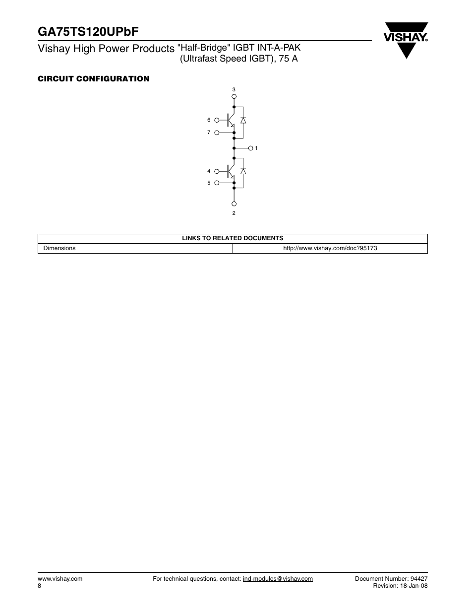 Vishay high power products | C&H Technology GA75TS12UPbF User Manual | Page 9 / 9