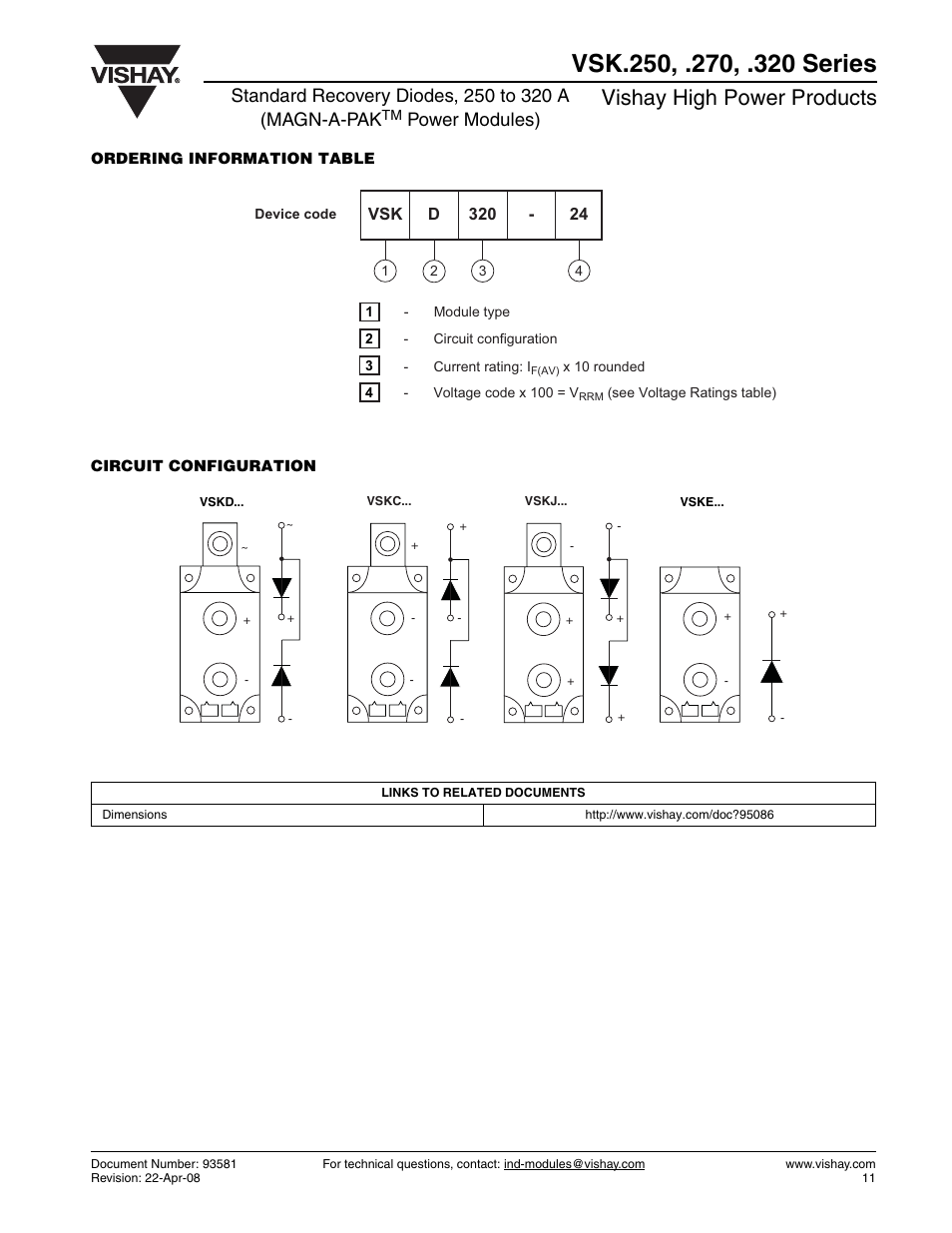 Vishay high power products, Power modules) | C&H Technology VSK.320 Series User Manual | Page 12 / 13