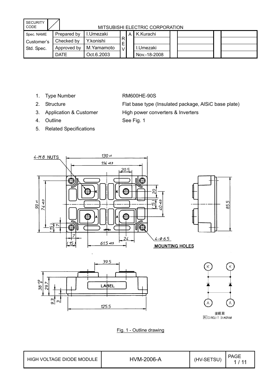 High voltage diode module specification | C&H Technology RM600HE-90S User Manual | Page 2 / 12