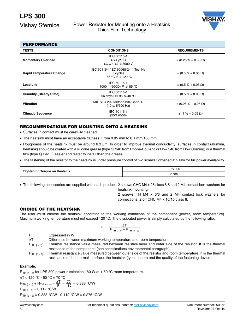 Lps 300, Vishay sfernice | C&H Technology LPS300 User Manual | Page 3 / 5