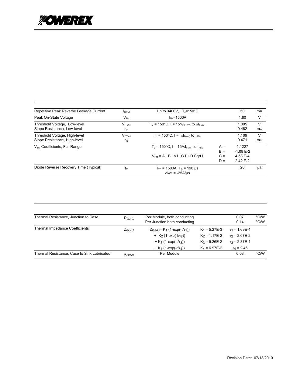 Pow-r-blok, Electrical characteristics, t, 25°c unless otherwise specified | Thermal characteristics | C&H Technology ND413425 User Manual | Page 4 / 6