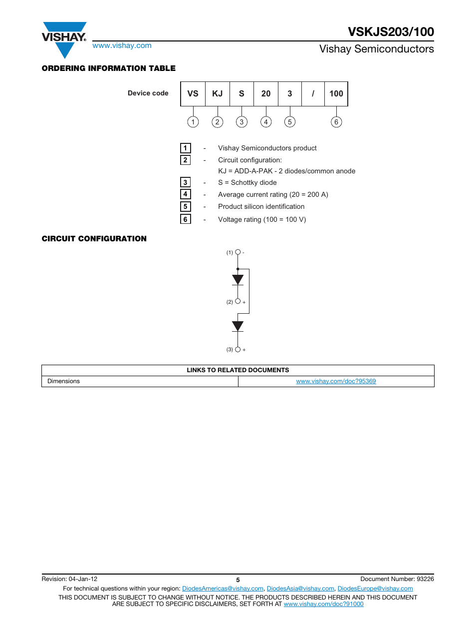 Vishay semiconductors | C&H Technology VSKJS203-100 User Manual | Page 6 / 10