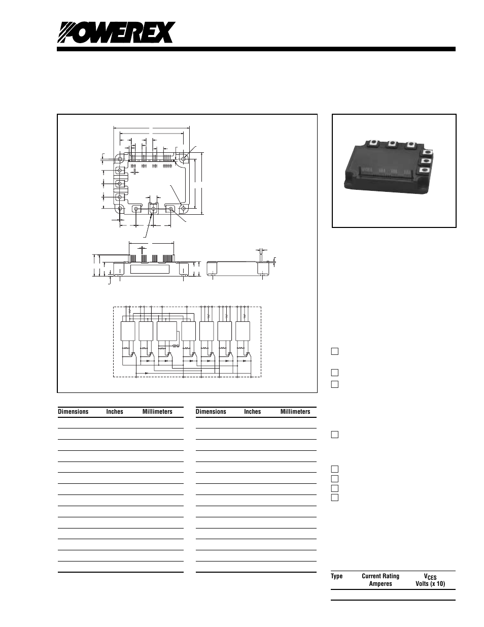 Intellimod™ module, Type current rating v | C&H Technology PM75RSD060 User Manual | Page 2 / 7