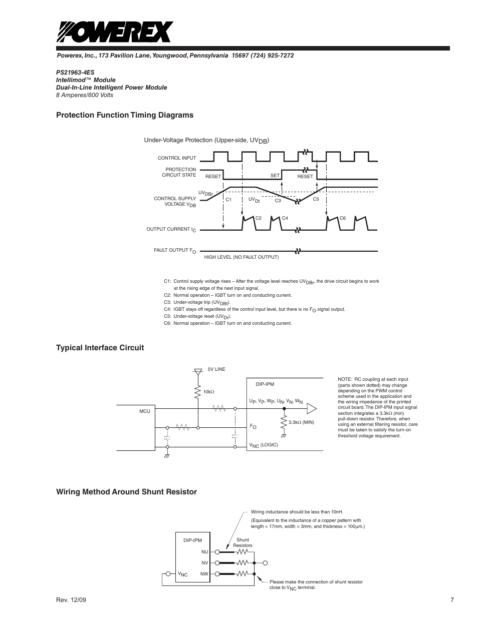 Protection function timing diagrams | C&H Technology PS21963-4ES User Manual | Page 8 / 8