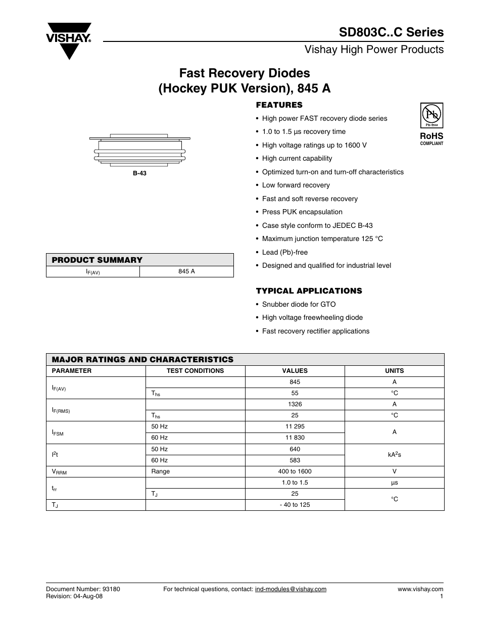 C&H Technology SD803C..C Series User Manual | 8 pages