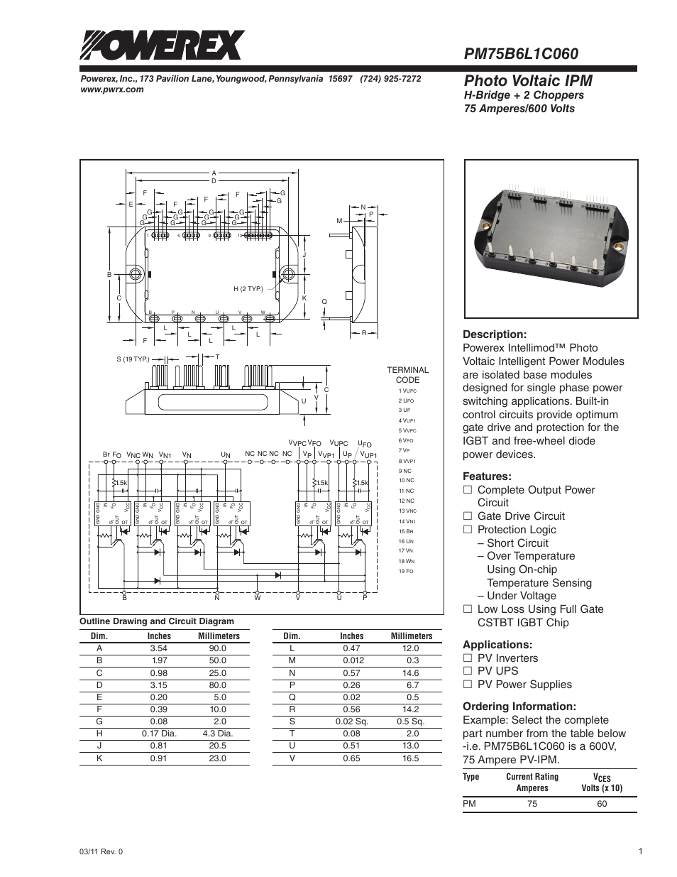 Photo voltaic ipm | C&H Technology PM75B6L1C060 User Manual | Page 2 / 5