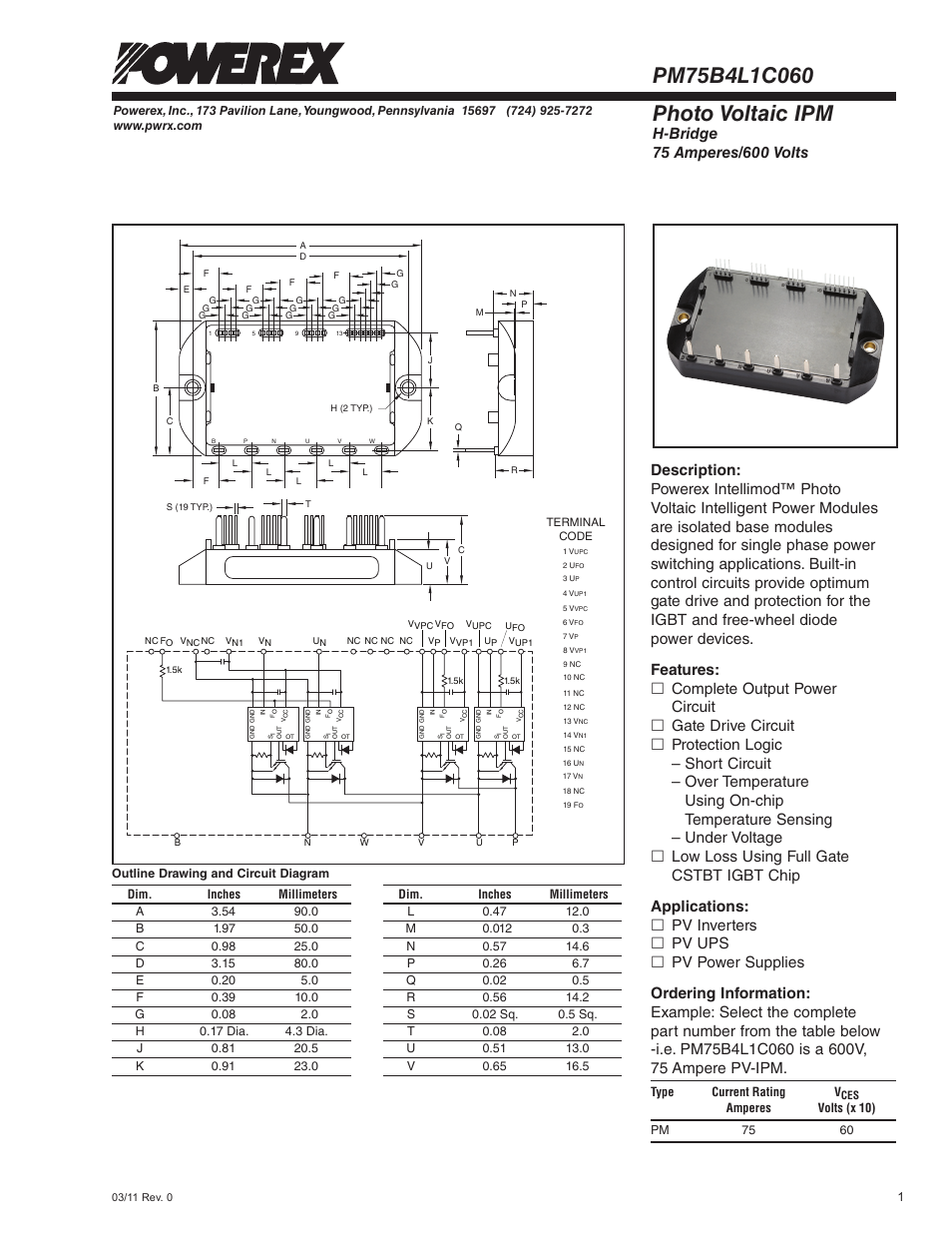 Photo voltaic ipm | C&H Technology PM75B4L1C060 User Manual | Page 2 / 5