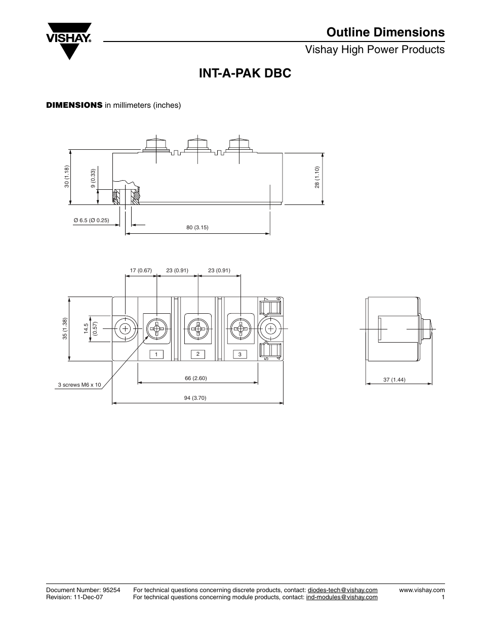 Int-a-pak dbc outline dimensions, Vishay high power products | C&H Technology VSK.236..PbF Series User Manual | Page 12 / 12