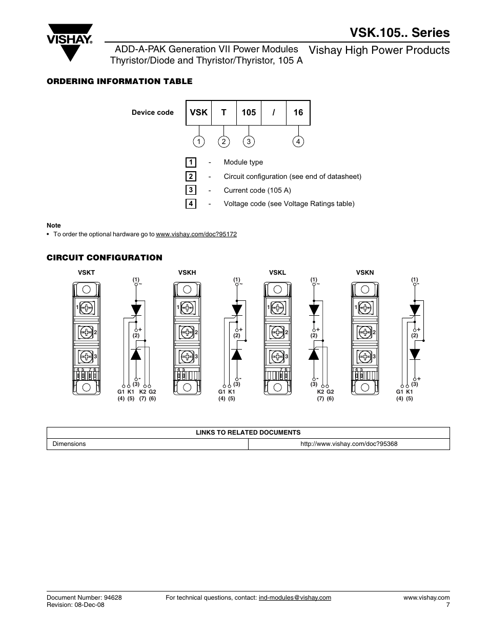 Vsk.105.. series, Vishay high power products | C&H Technology VSK.105.. Series User Manual | Page 8 / 11