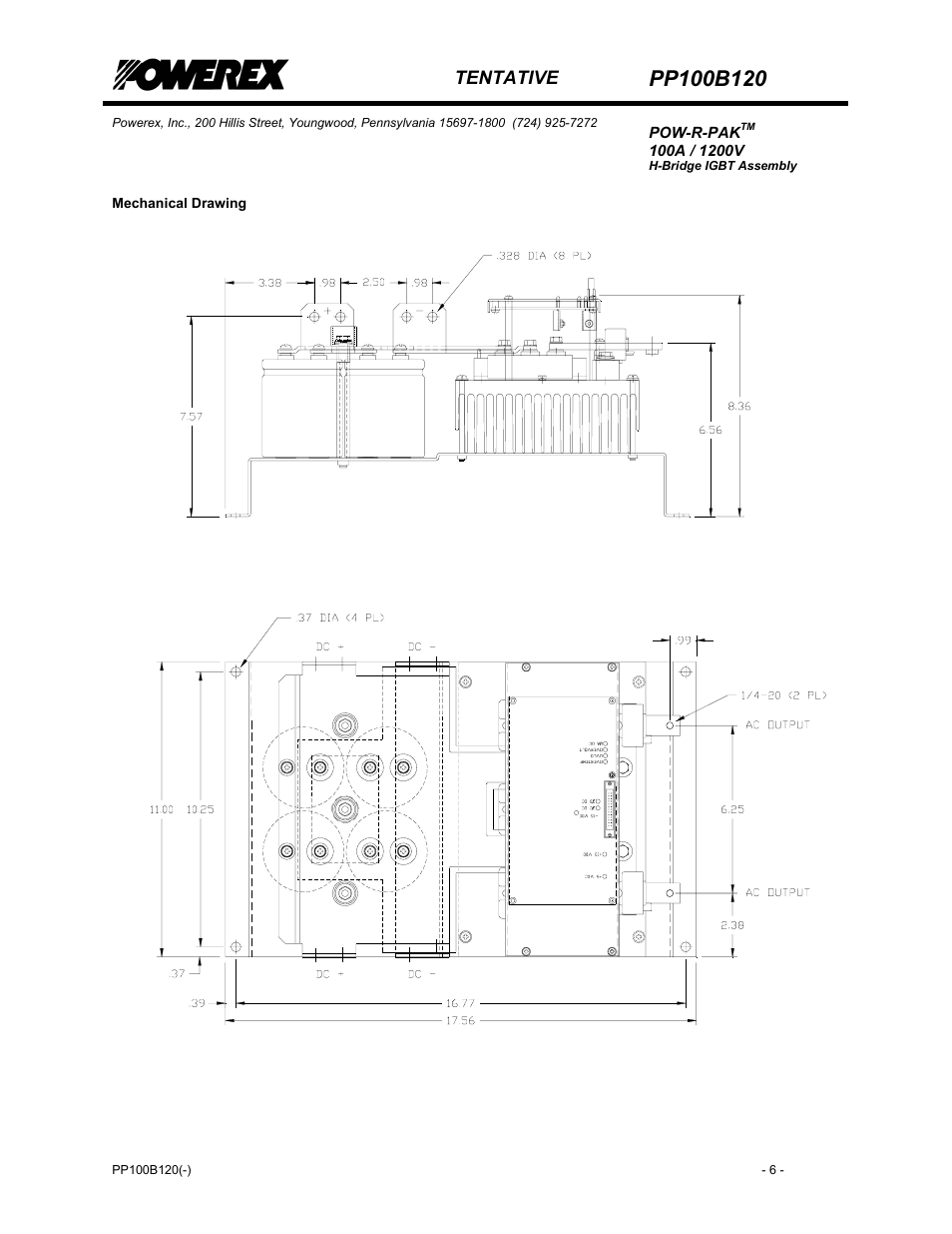 Mechanical drawing | C&H Technology PP100B120 User Manual | Page 7 / 8