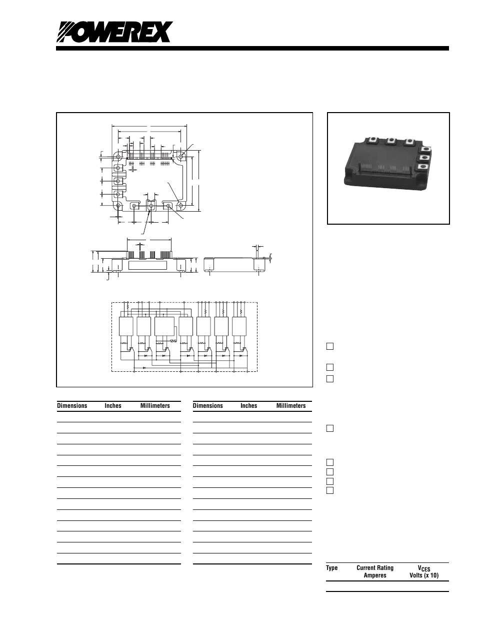 Intellimod™ module, Type current rating v | C&H Technology PM100RSD060 User Manual | Page 2 / 7