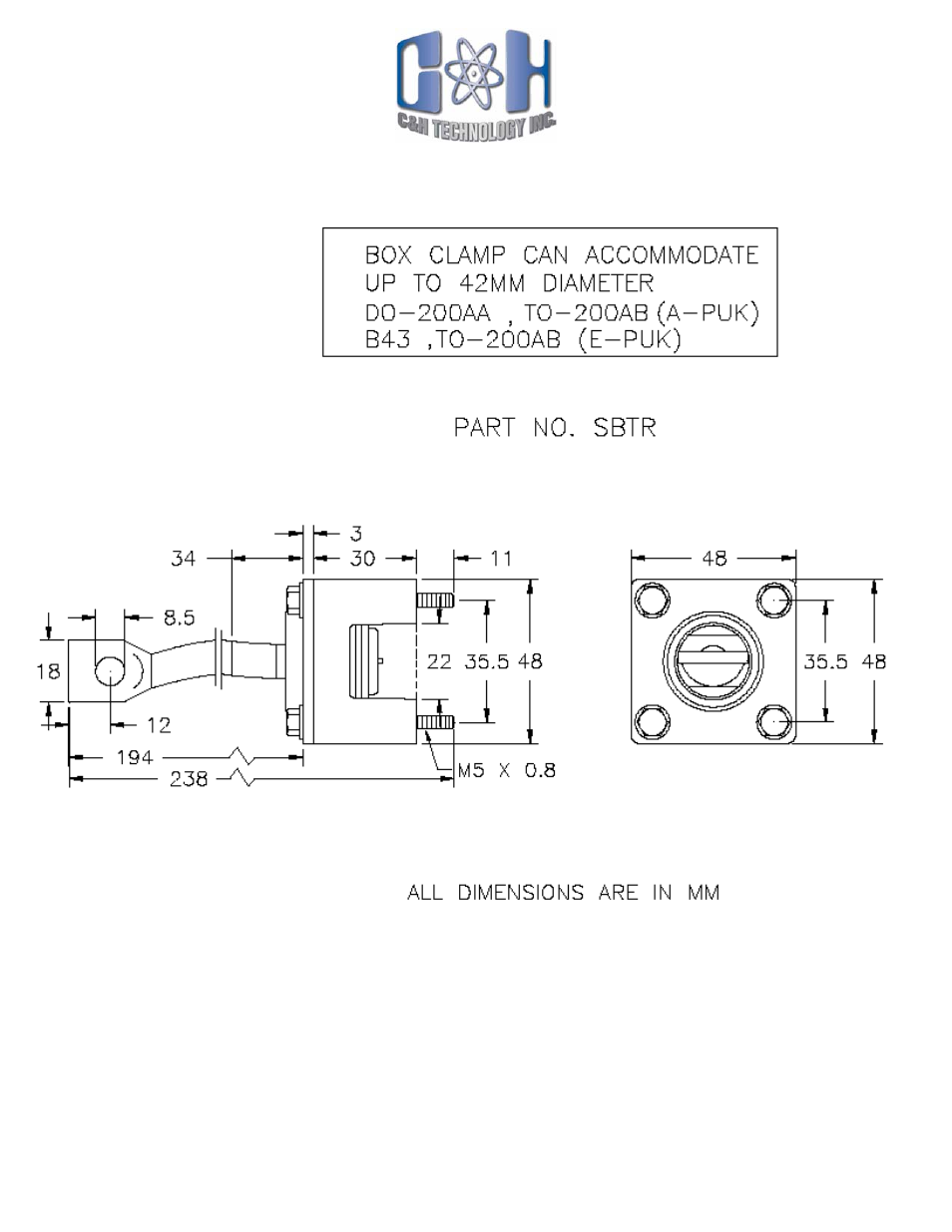 C&H Technology SBTR User Manual | 1 page