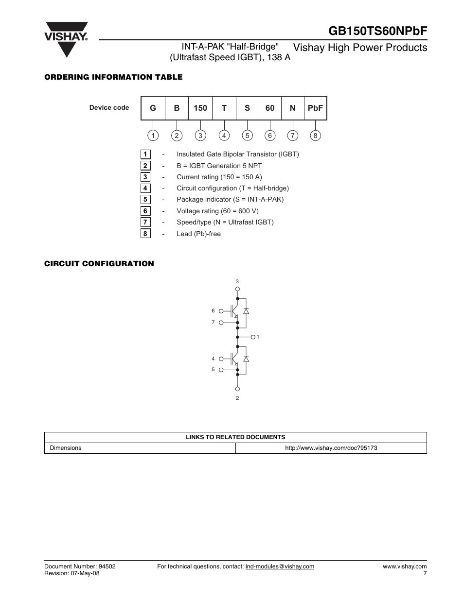Vishay high power products | C&H Technology GB150TS60NPbF User Manual | Page 8 / 9