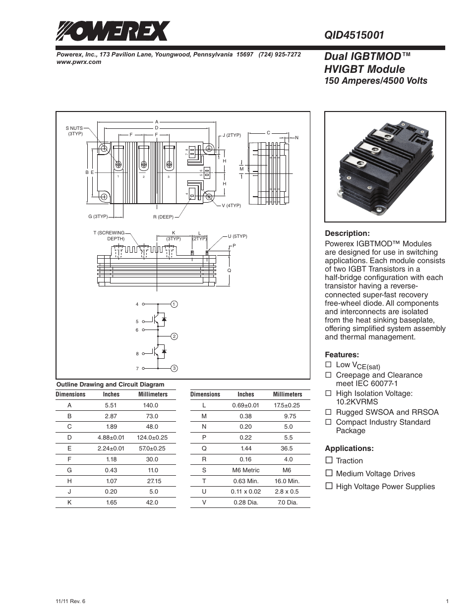 Dual igbtmod™ hvigbt module | C&H Technology QID4515001 User Manual | Page 2 / 5