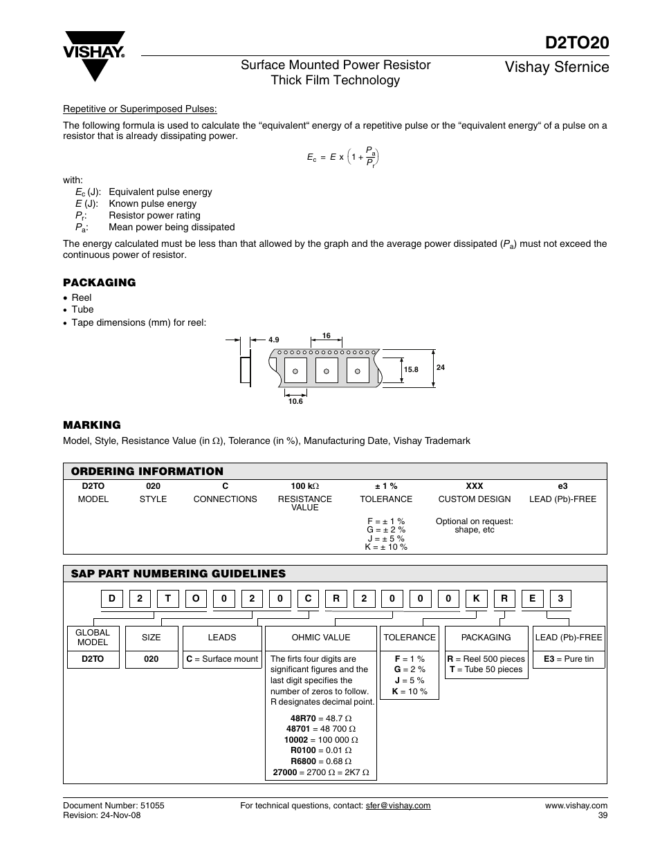 D2to20, Vishay sfernice | C&H Technology D2TO20 User Manual | Page 5 / 6