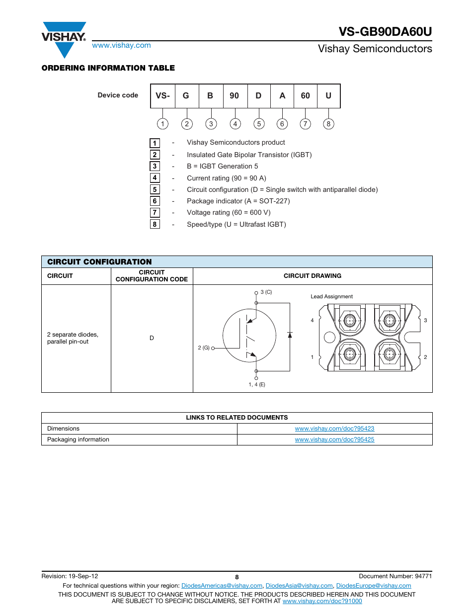 Vs-gb90da60u, Vishay semiconductors | C&H Technology VS-GB90DA60U User Manual | Page 9 / 11