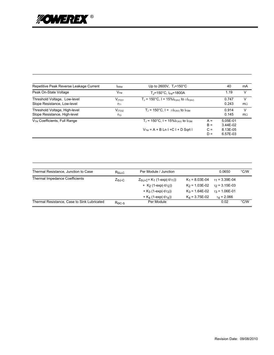 Ls41, Pow-r-blok, Single diode isolated module | Electrical characteristics, t, 25°c unless otherwise specified, Thermal characteristics | C&H Technology LS41__60 User Manual | Page 4 / 5