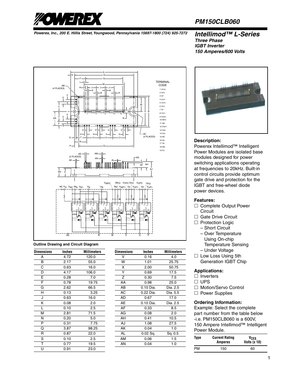 Intellimod™ l-series | C&H Technology PM150CLB060 User Manual | Page 2 / 5