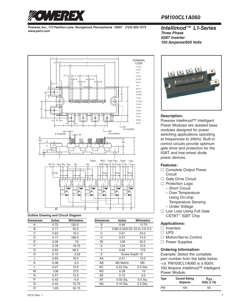 Intellimod™ l1-series | C&H Technology PM100CL1A060 User Manual | Page 2 / 6