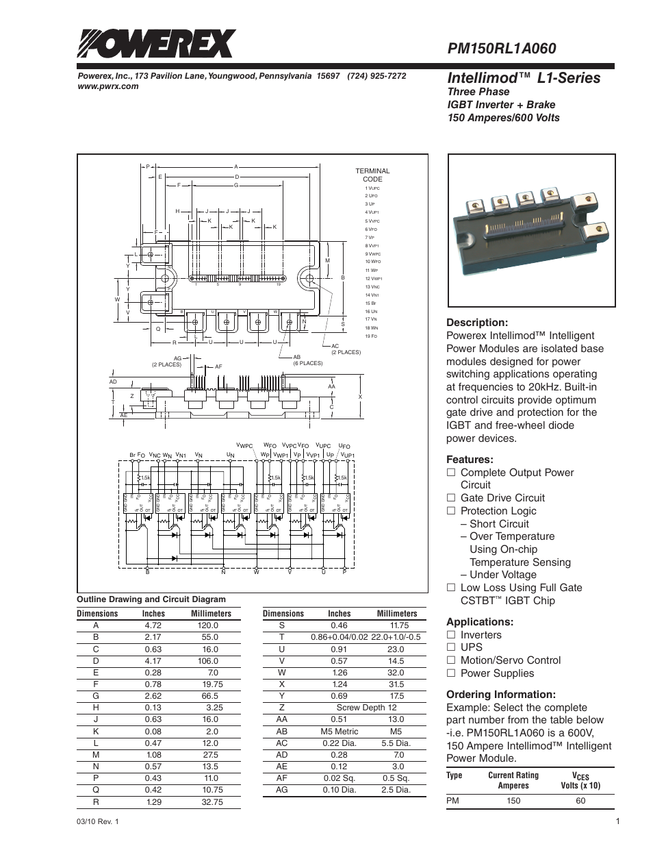 Intellimod™ l1-series | C&H Technology PM150RL1A060 User Manual | Page 2 / 8