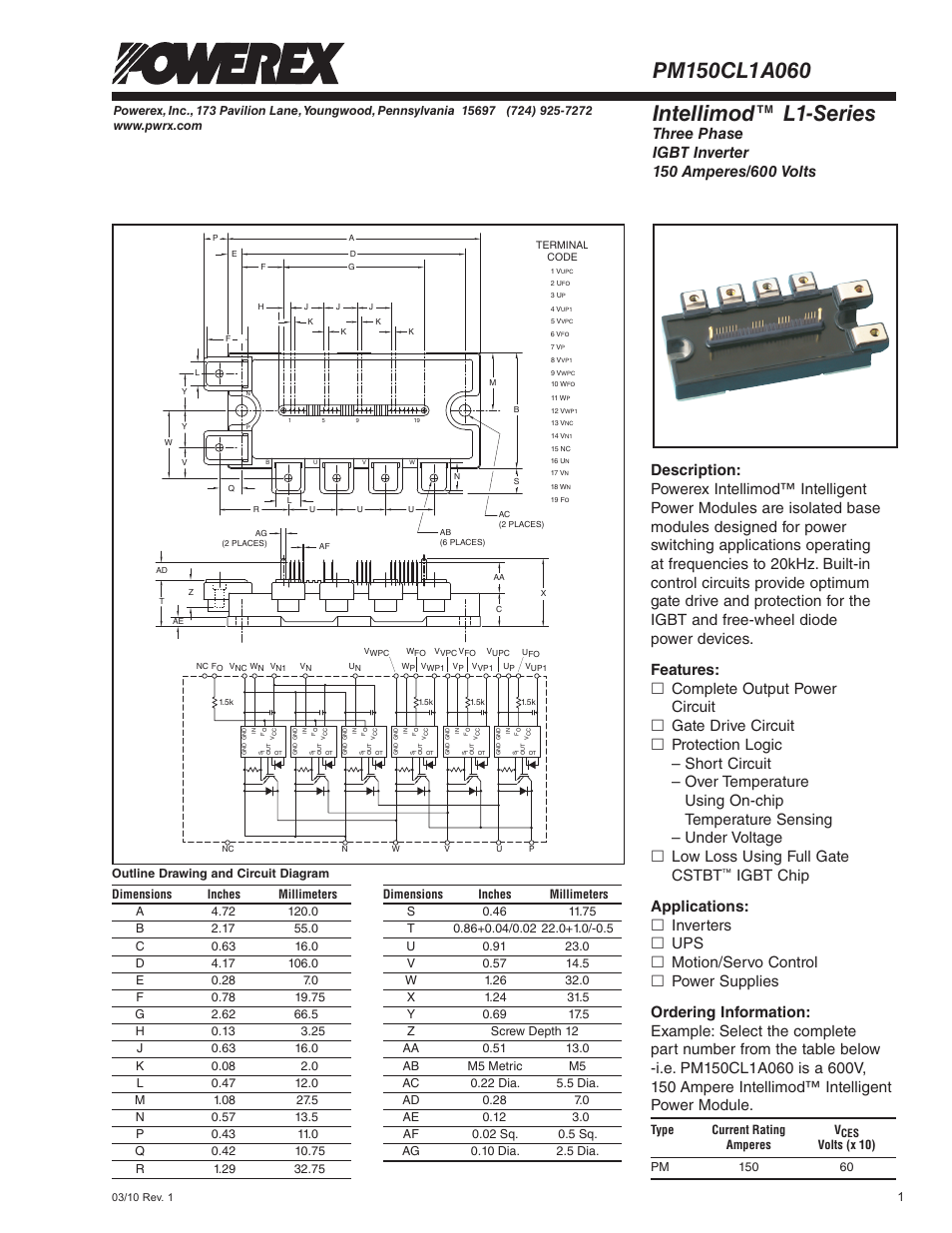 Intellimod™ l1-series | C&H Technology PM150CL1A060 User Manual | Page 2 / 6