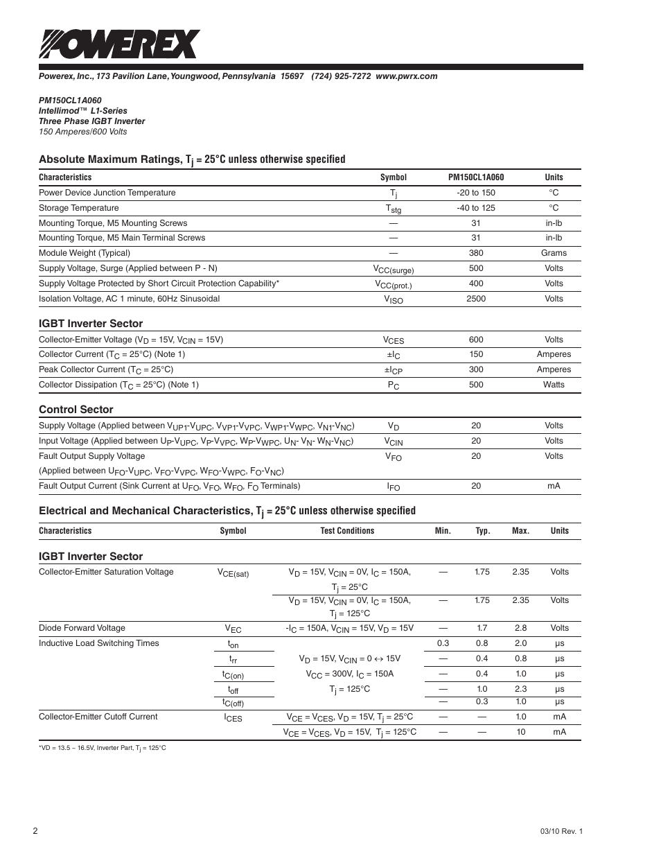 C&H Technology PM150CL1A060 User Manual | Page 3 / 6