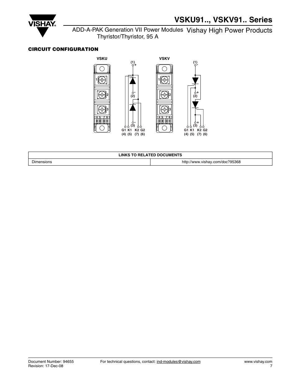 Vsku91.., vskv91.. series, Vishay high power products | C&H Technology VSKV91.. Series User Manual | Page 8 / 11