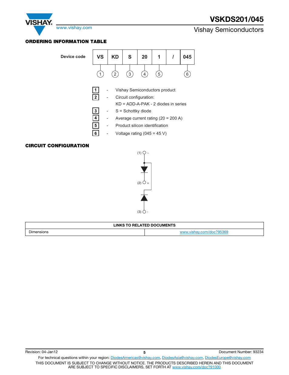 Vishay semiconductors | C&H Technology VSKDS201-045 User Manual | Page 6 / 10