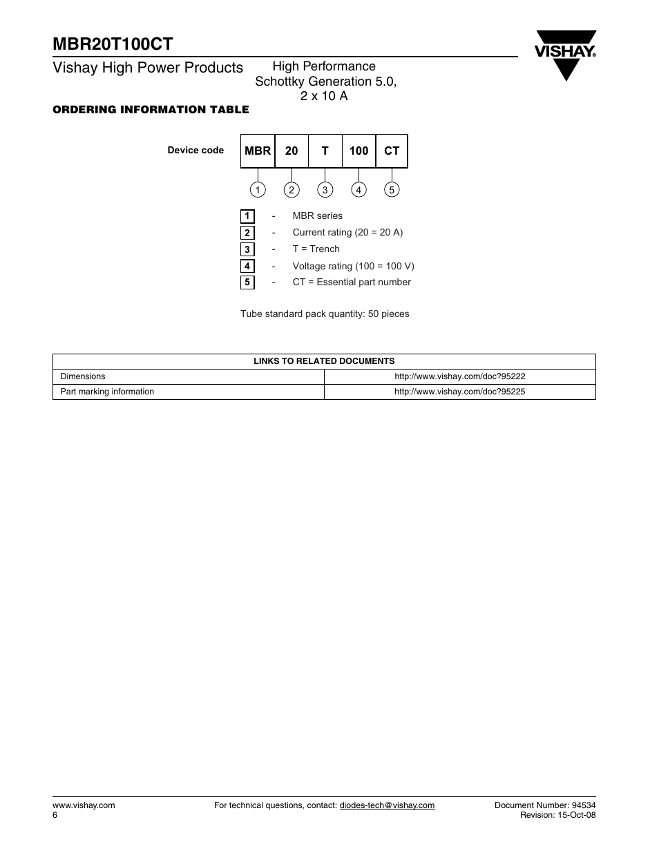 Vishay high power products | C&H Technology MBR20T100CT User Manual | Page 7 / 8