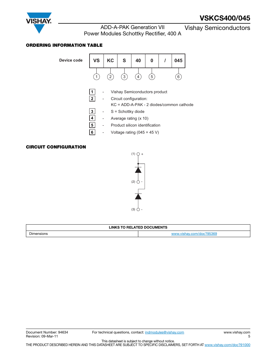 Vishay semiconductors | C&H Technology VSKCS400-045 User Manual | Page 6 / 10