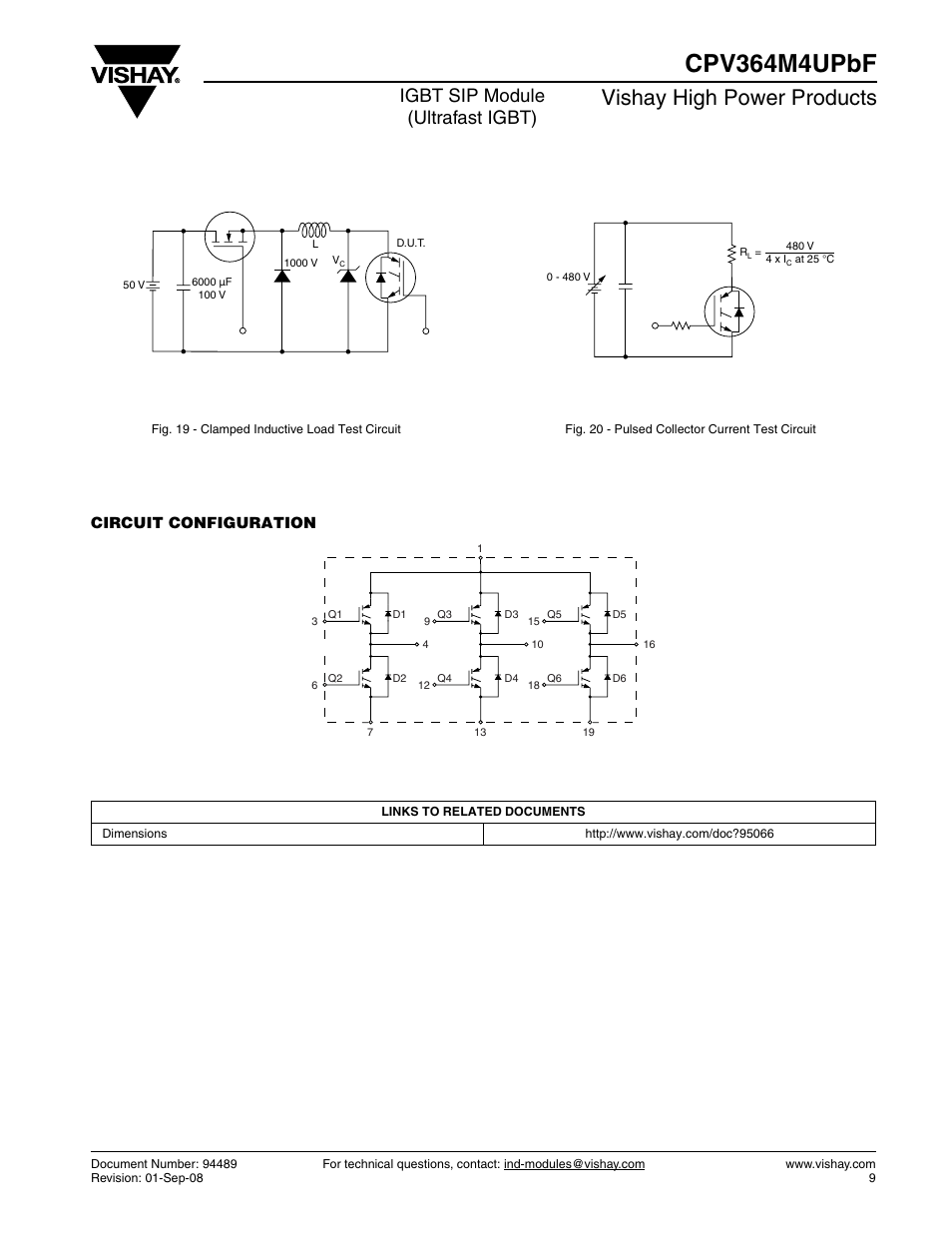 Cpv364m4upbf, Vishay high power products, Igbt sip module (ultrafast igbt) | Circuit configuration | C&H Technology CPV364M4UPbF User Manual | Page 10 / 12