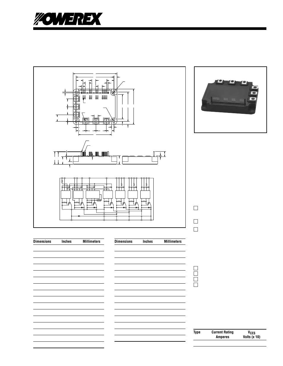 Intellimod™ module, Type current rating v | C&H Technology PM100RSA060 User Manual | Page 2 / 9