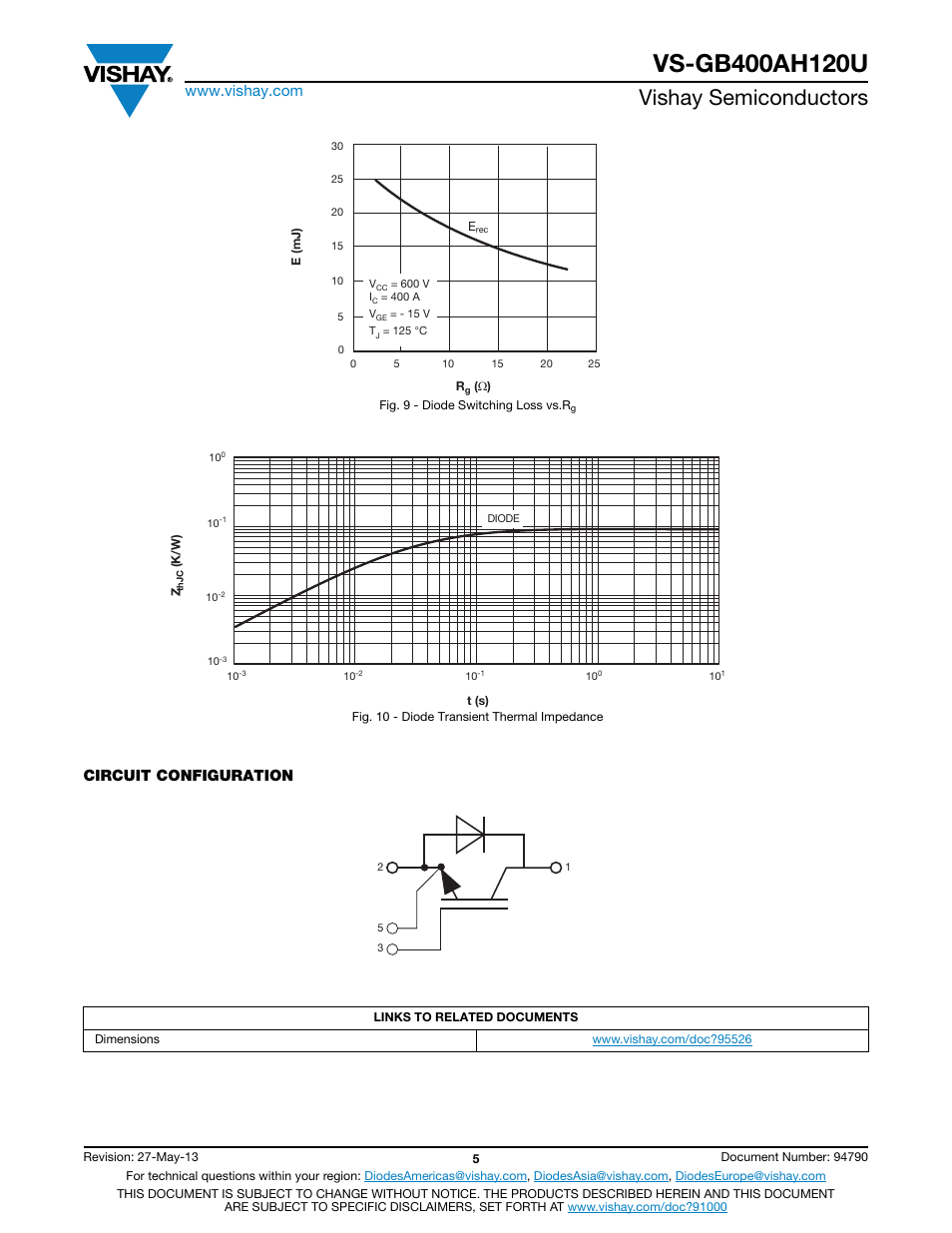 Vishay semiconductors, Circuit configuration | C&H Technology VS-GB400AH120U User Manual | Page 6 / 7