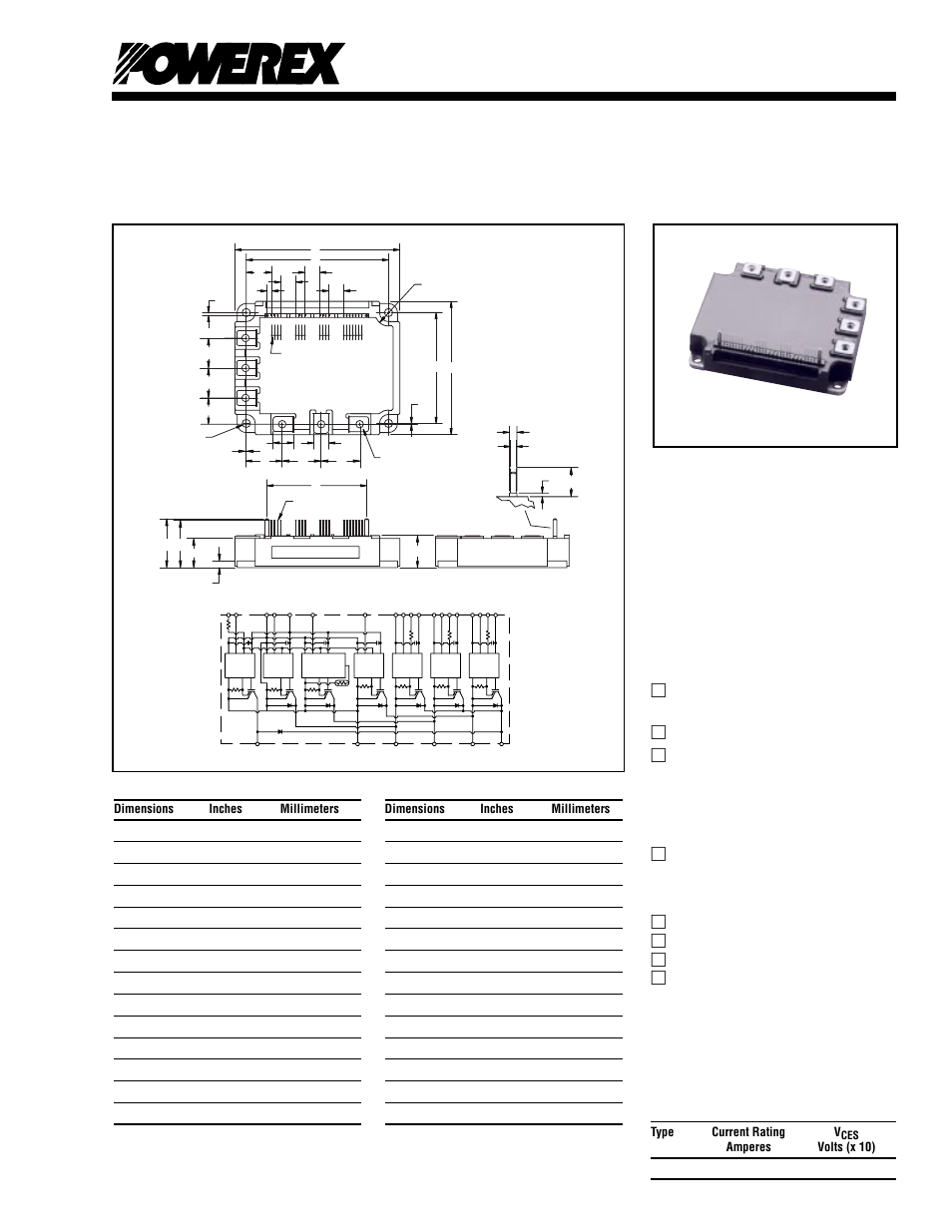 Intellimod™ module, Type current rating v | C&H Technology PM50RSD120 User Manual | Page 2 / 7