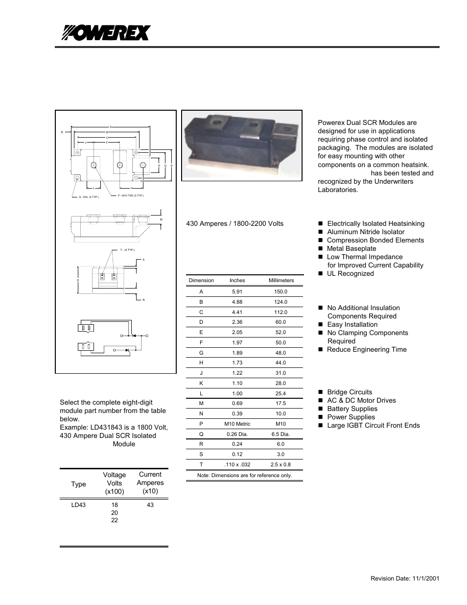 Ld43, Pow-r-blok, Ordering information | Description, Features, Benefits, Applications | C&H Technology LD43__43 User Manual | Page 2 / 5