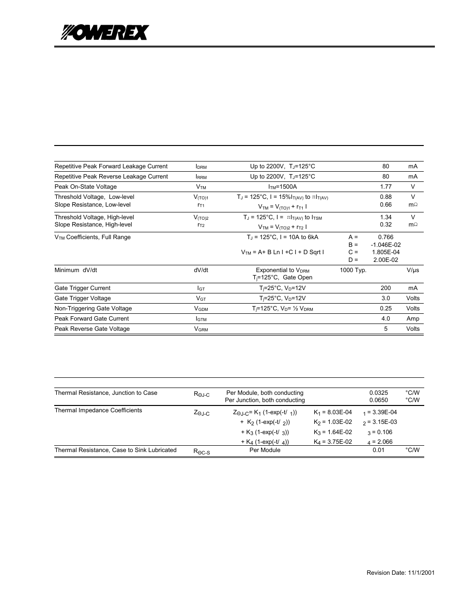 Ld43, Pow-r-blok, Electrical characteristics, t | 25°c unless otherwise specified, Thermal characteristics | C&H Technology LD43__43 User Manual | Page 4 / 5
