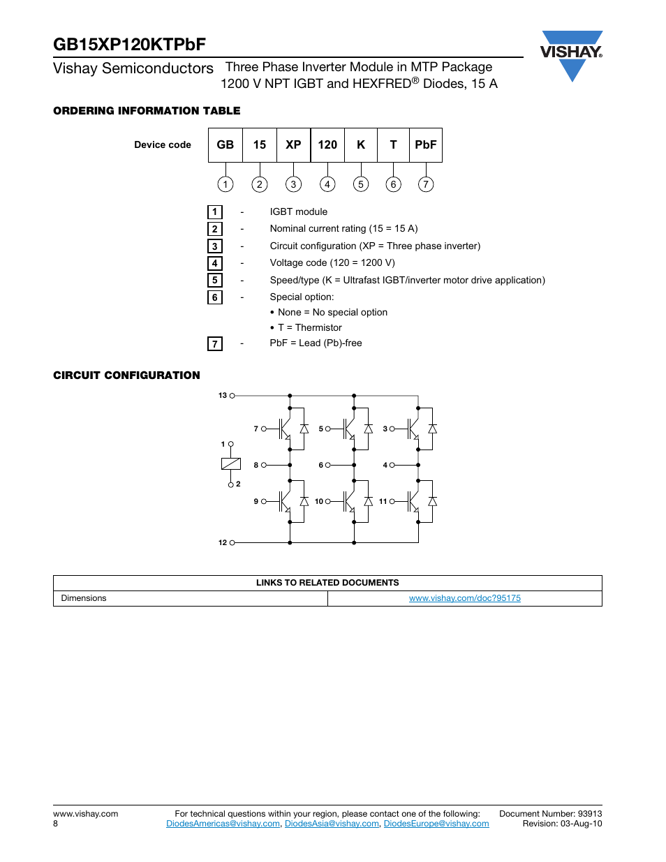 Vishay semiconductors, Diodes, 15 a | C&H Technology GB15XP120KTPbF User Manual | Page 9 / 11