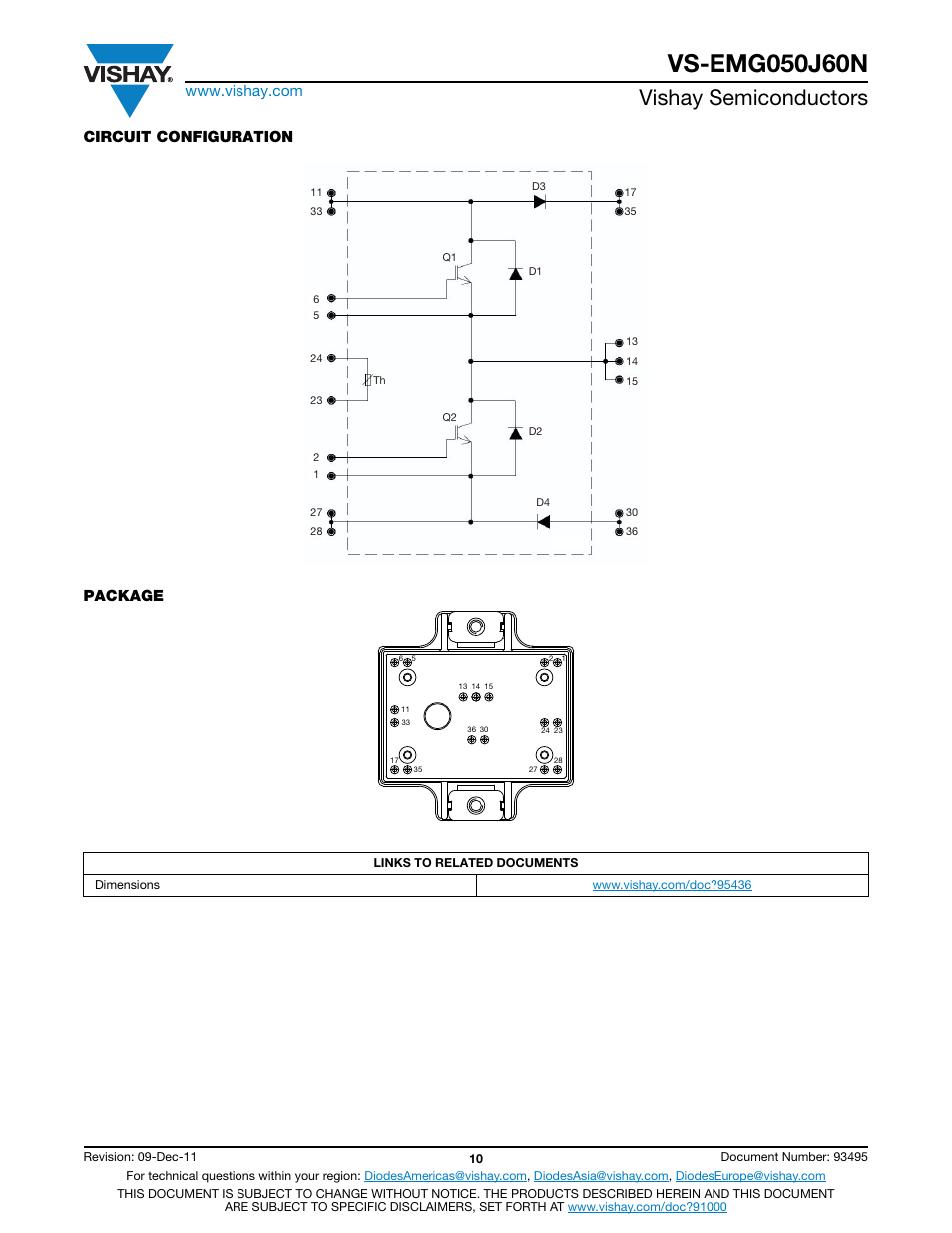 Vishay semiconductors, Circuit configuration package | C&H Technology VS-EMG050J60N User Manual | Page 11 / 13