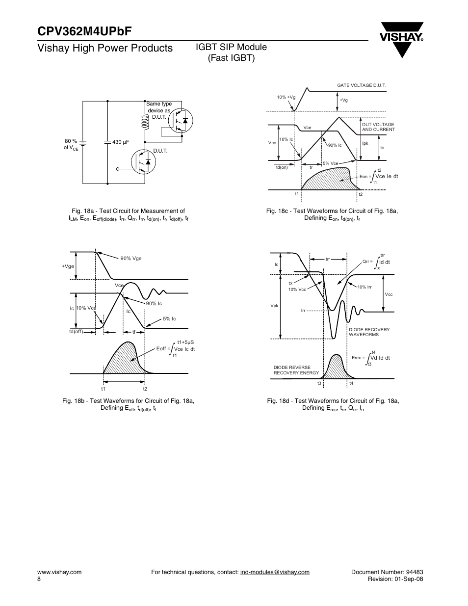 Cpv362m4upbf, Vishay high power products, Igbt sip module (fast igbt) | C&H Technology CPV362M4UPbF User Manual | Page 9 / 12