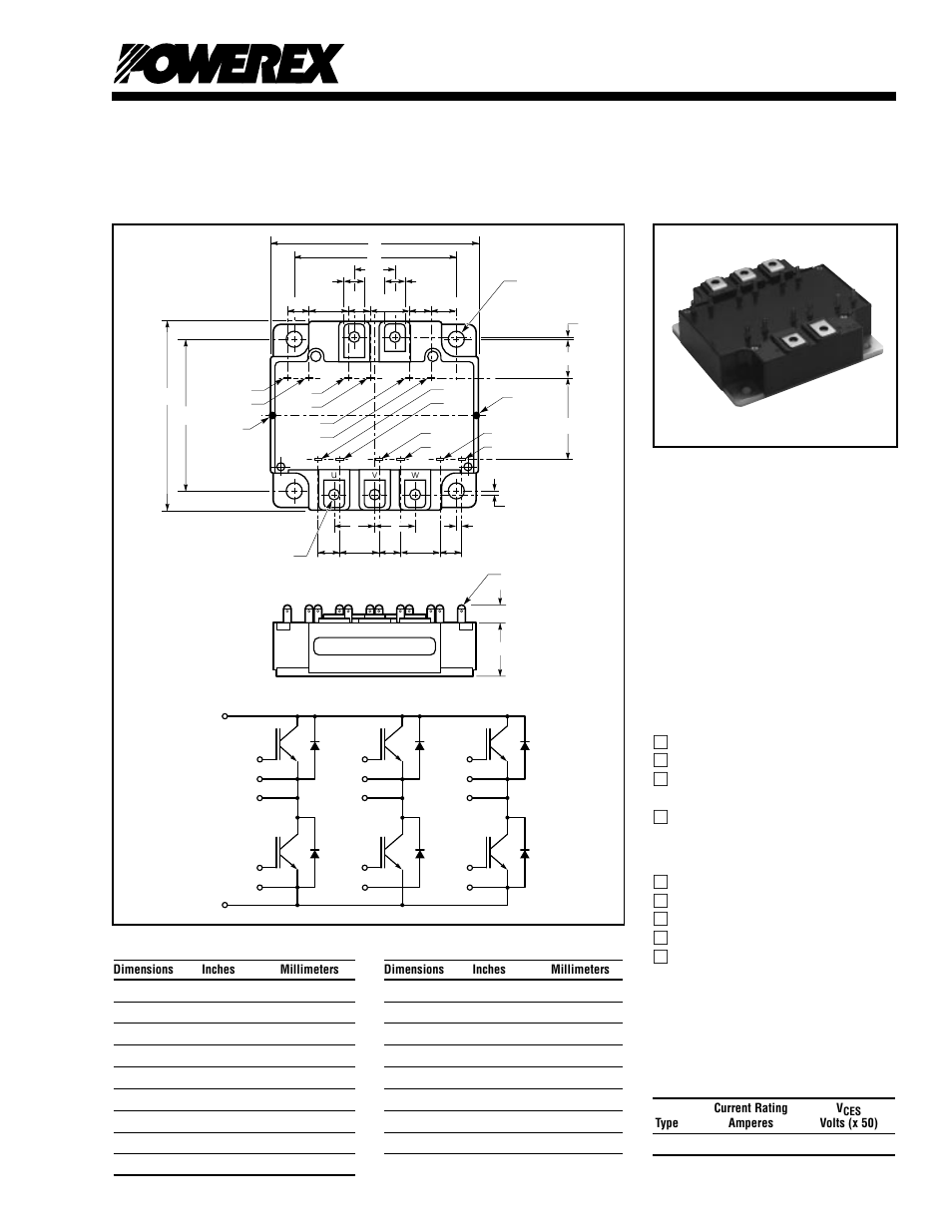 Six igbtmod™ u-series module, Cm75tu-12h | C&H Technology CM75TU-12H User Manual | Page 2 / 5