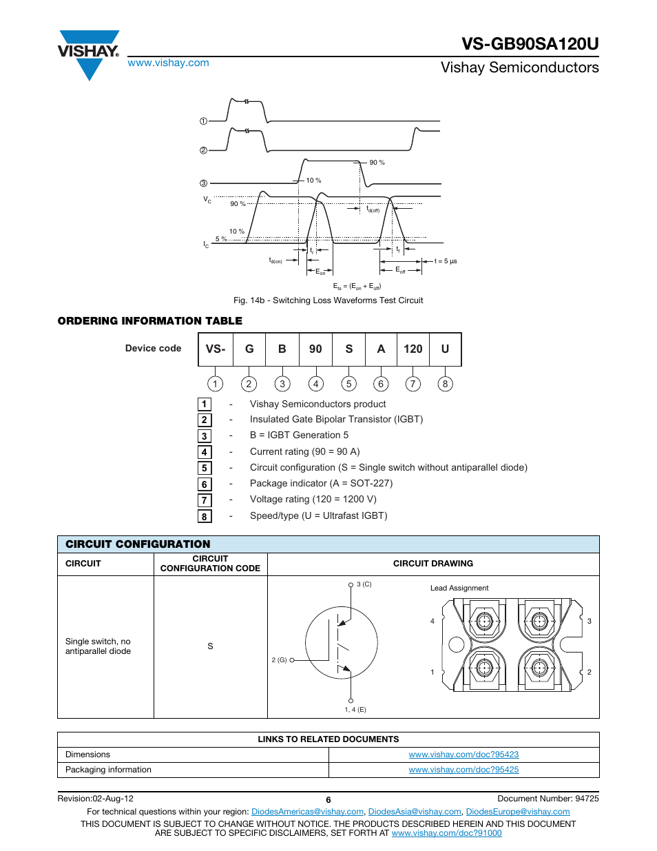 Vishay semiconductors | C&H Technology VS-GB90SA120U User Manual | Page 7 / 9