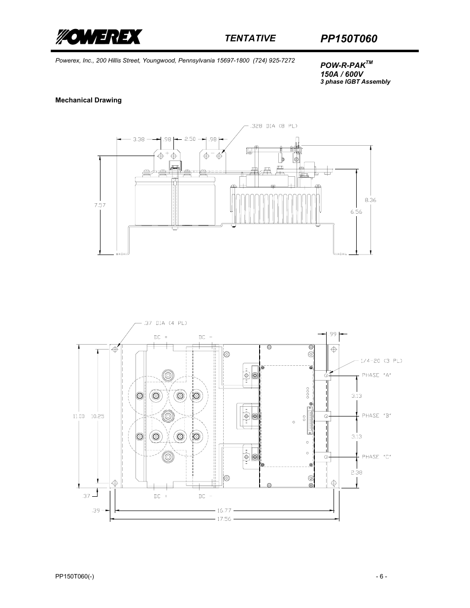 Mechanical drawing | C&H Technology PP150T060 User Manual | Page 7 / 7
