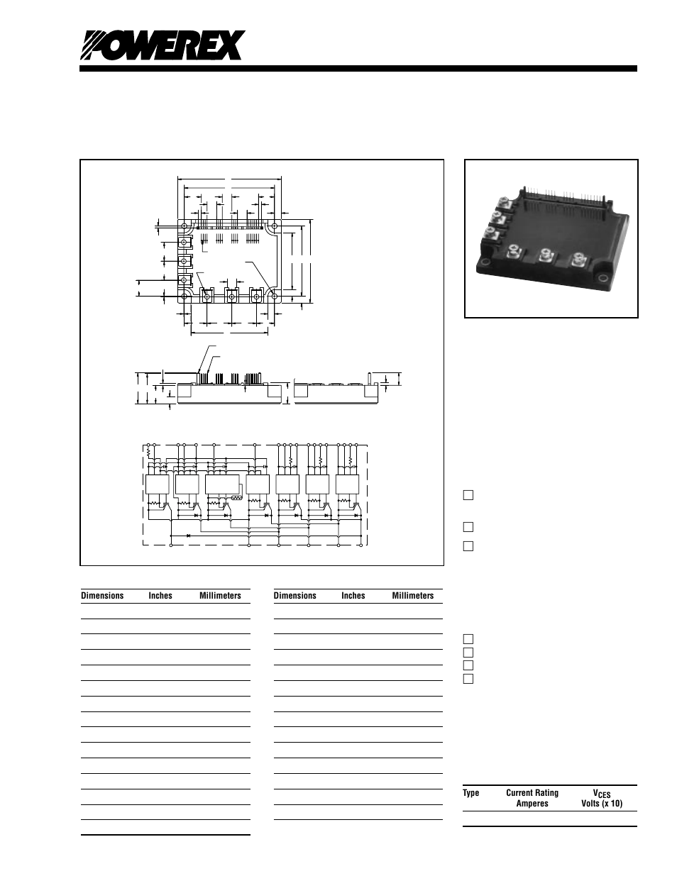Intellimod™ module, Type current rating v | C&H Technology PM75RSA060 User Manual | Page 2 / 9