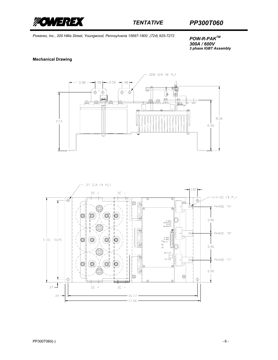 Mechanical drawing | C&H Technology PP300T060 User Manual | Page 7 / 8