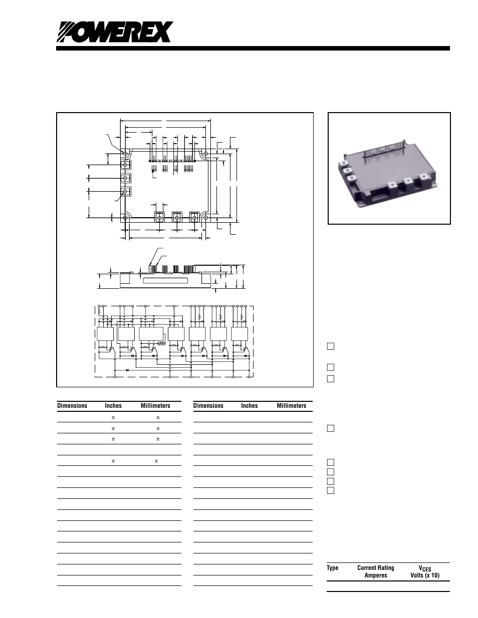 Intellimod™ module, Type current rating v | C&H Technology PM100RSD120 User Manual | Page 2 / 7