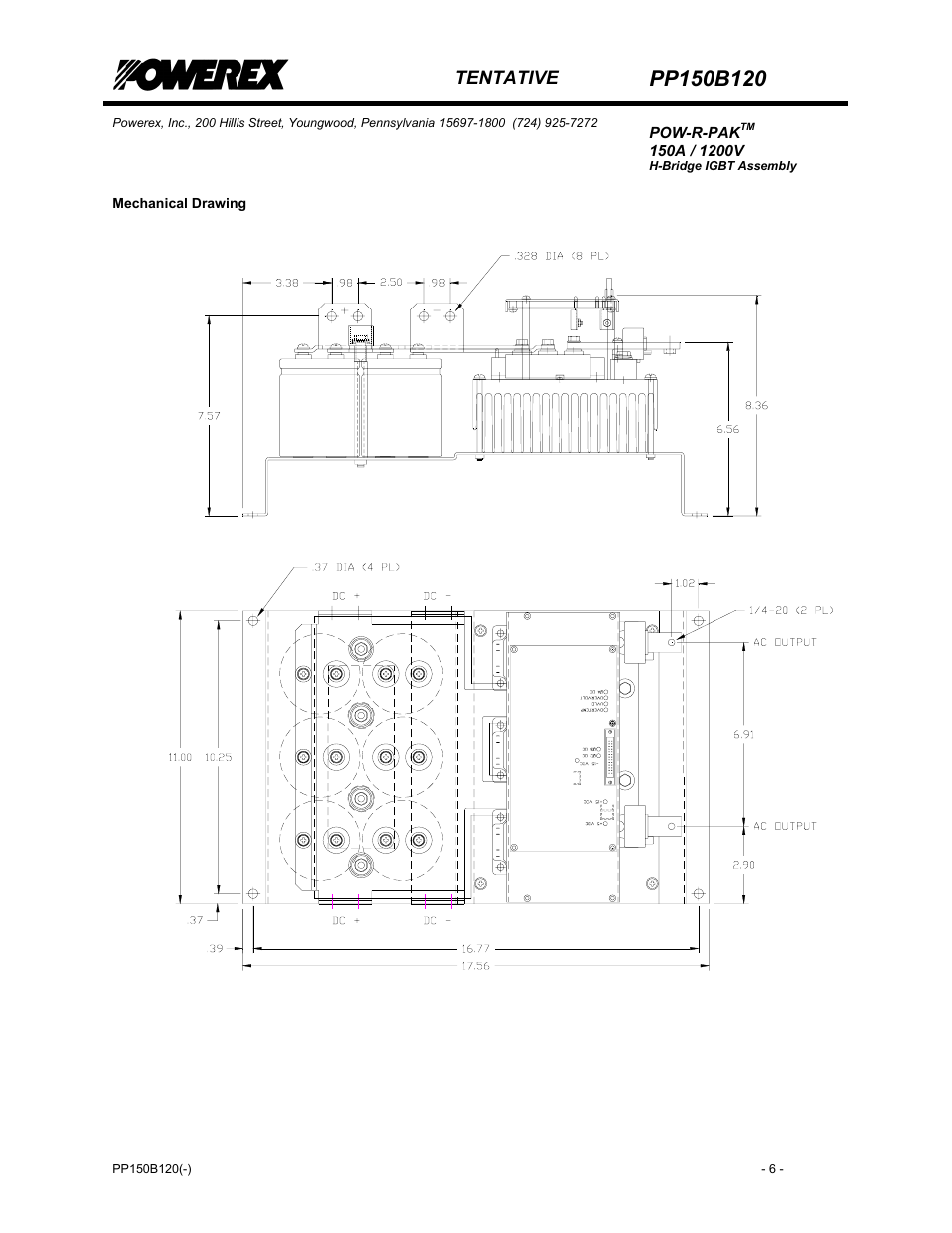 Mechanical drawing | C&H Technology PP150B120 User Manual | Page 7 / 8